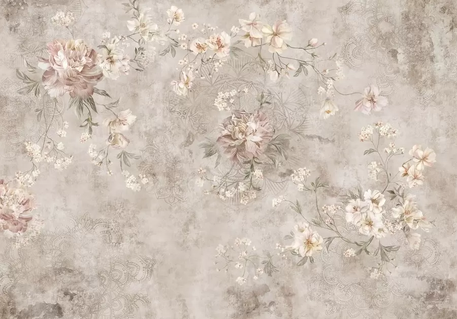 Papier peint Motif floral sur un fond clair texturé w05698