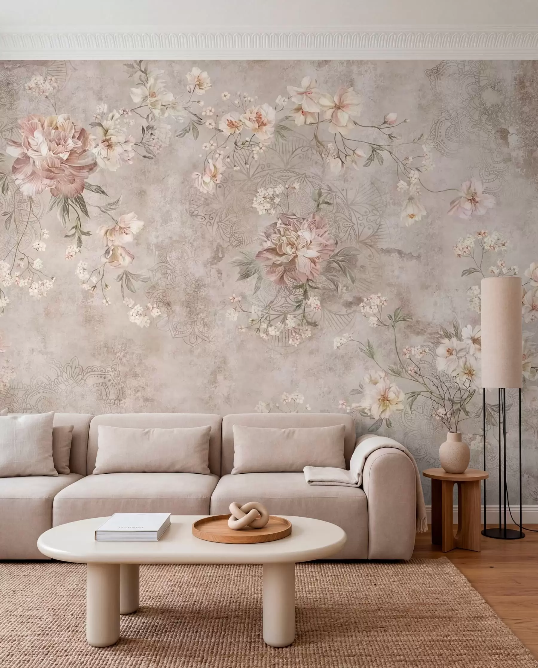 Papier peint Tapisserie florale patinée w05698