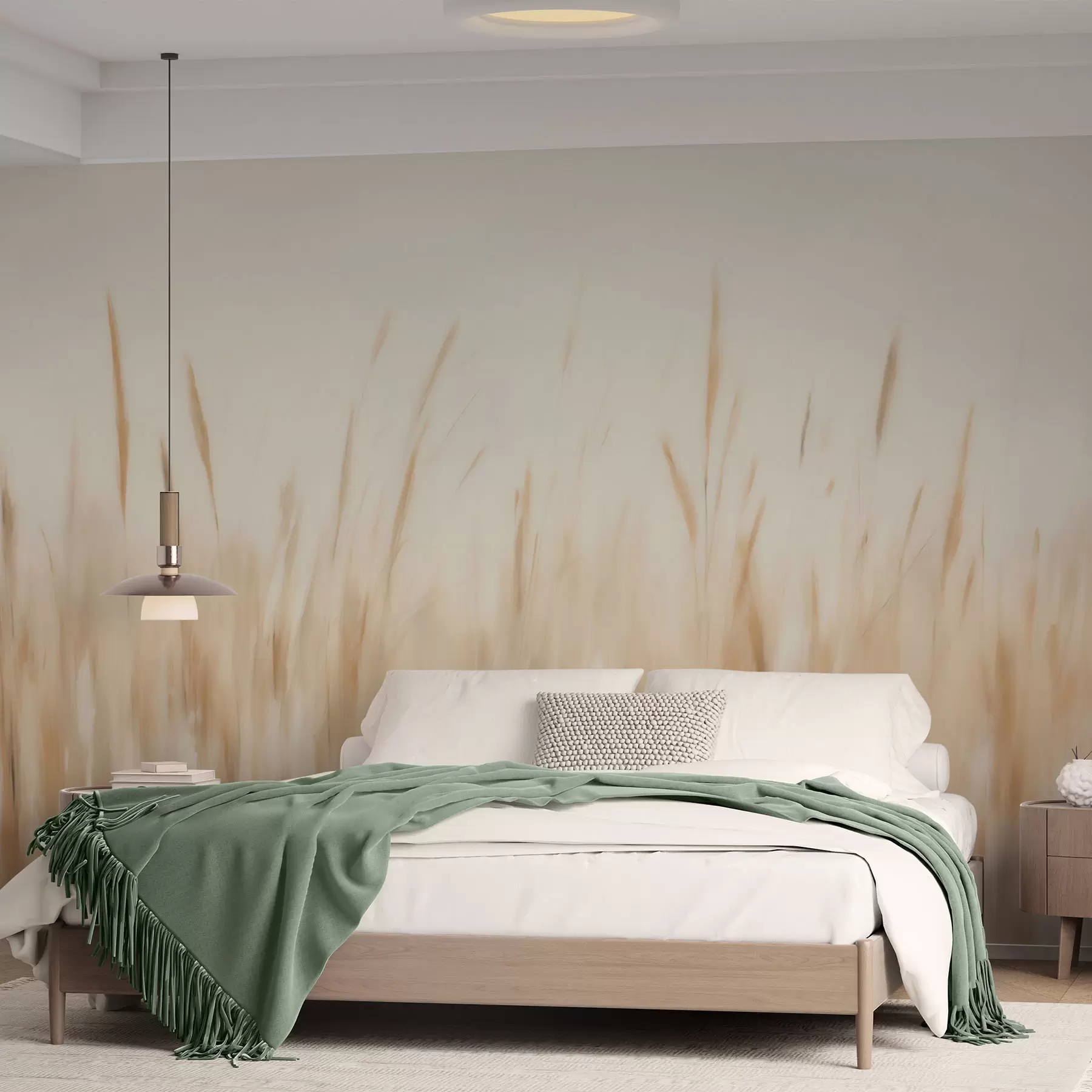 Papier peint Peinture abstraite imitant de l'herbe sèche w05503