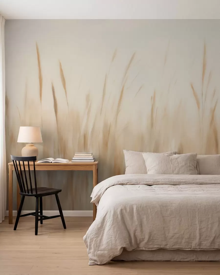 Papier peint Peinture abstraite imitant de l'herbe sèche w05503