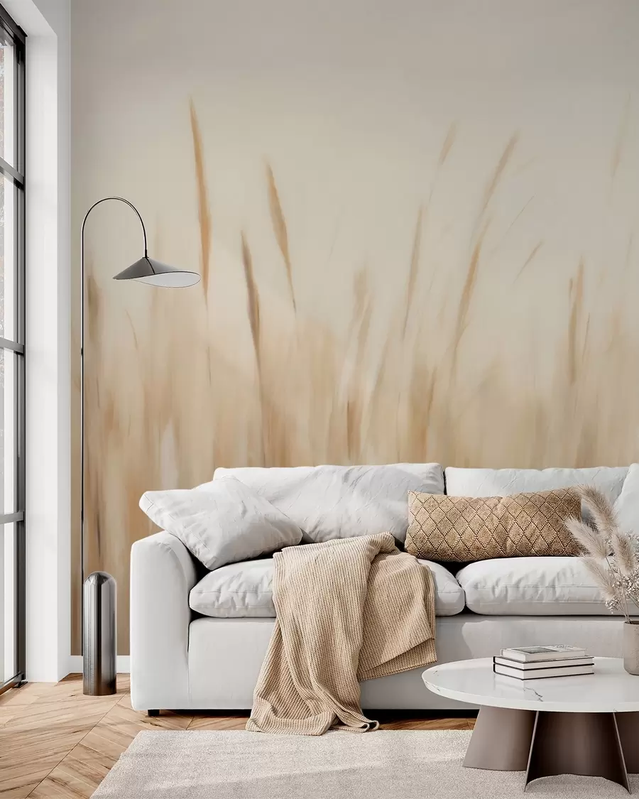 Papier peint Peinture abstraite imitant de l'herbe sèche w05503