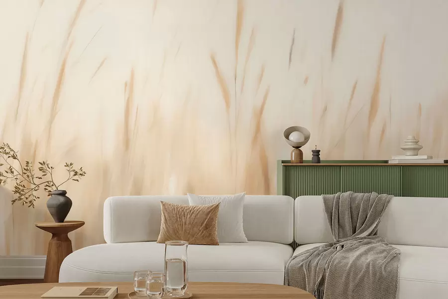 Papier peint Peinture abstraite imitant de l'herbe sèche w05503