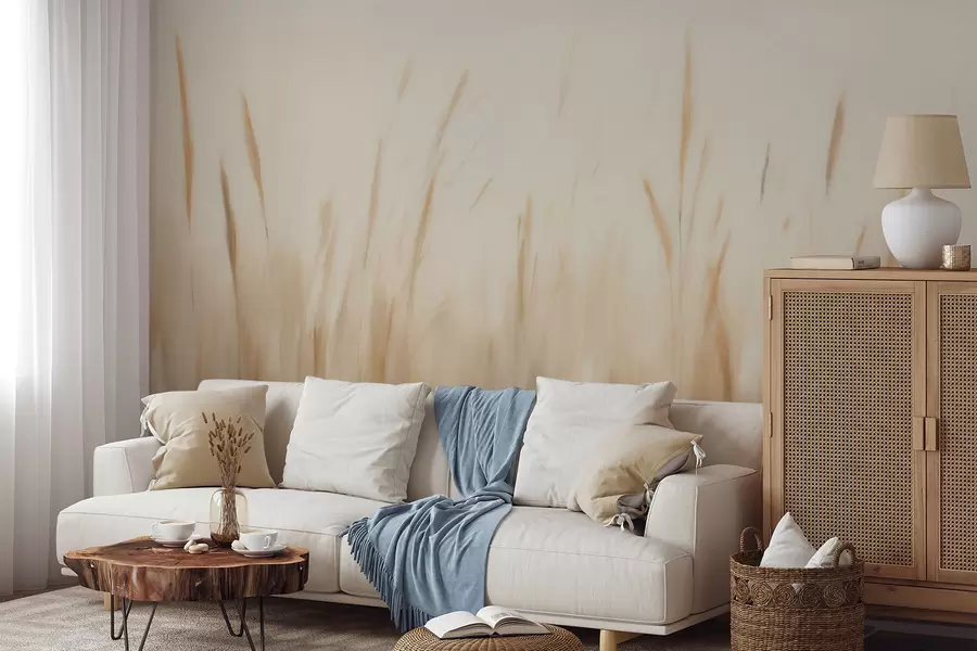 Papier peint Peinture abstraite imitant de l'herbe sèche w05503