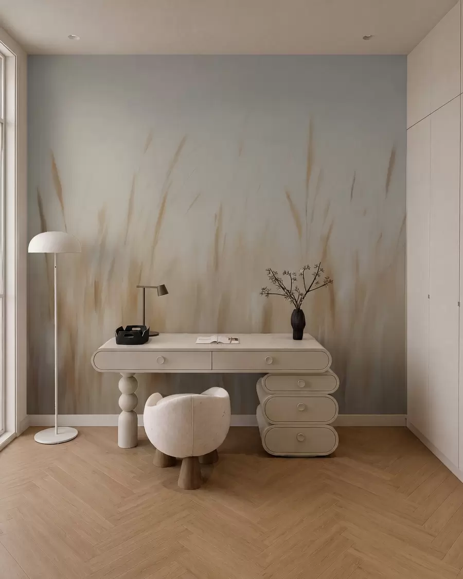 Papier peint Peinture abstraite imitant de l'herbe sèche w05503