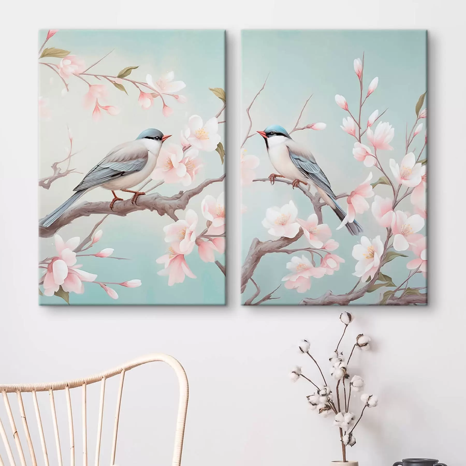 Tableau Des oiseaux sur des branches en fleurs m30608