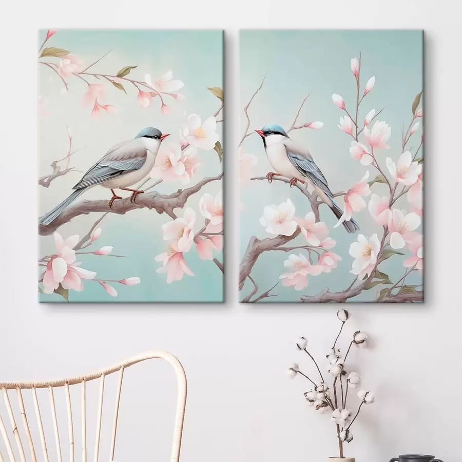 Tableau Des oiseaux sur des branches en fleurs m30608