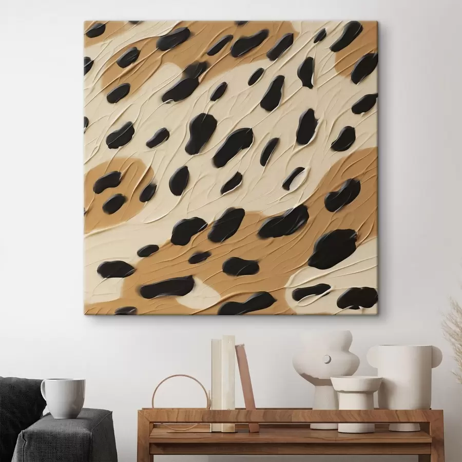 Tableau Taches noires sur un fond abstrait, imitation de peinture s49750