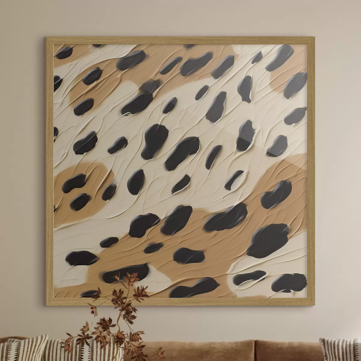 Poster Taches noires sur un fond abstrait, imitation de peinture f49750