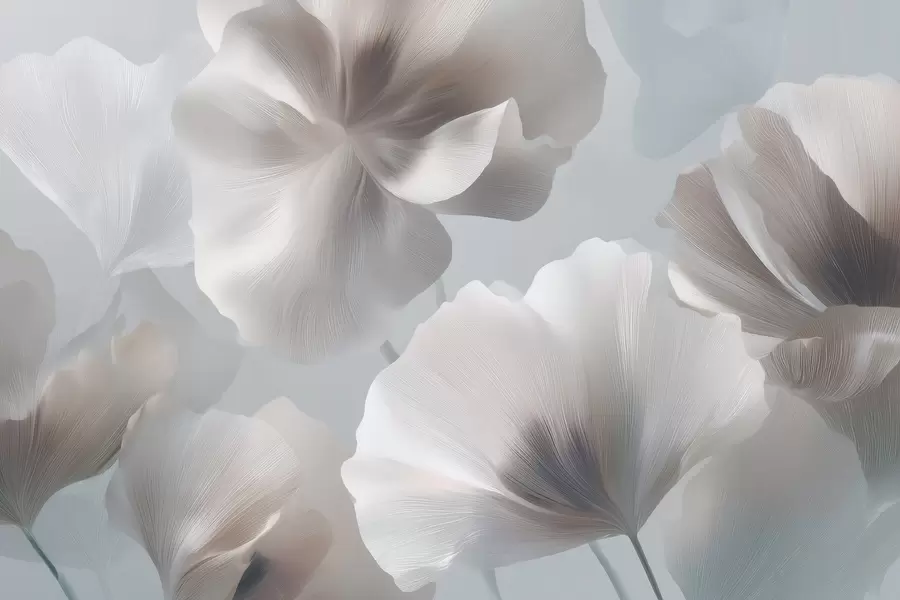 Papier peint Pétales de fleurs en soie volumineux dans des tons pastel délicats w09928