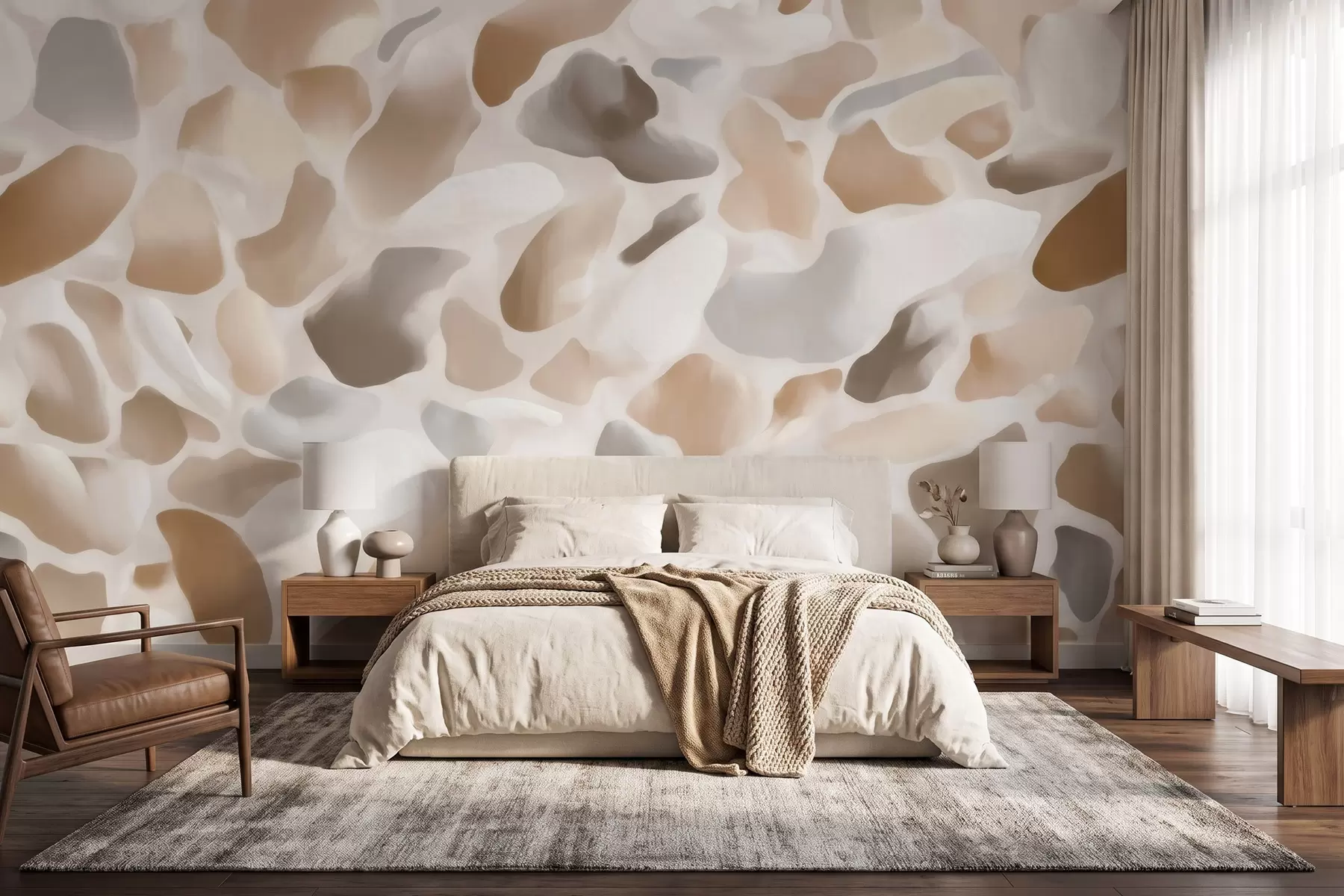 Papier peint Texture abstraite de terrazzo naturel dans des tons clairs w09933