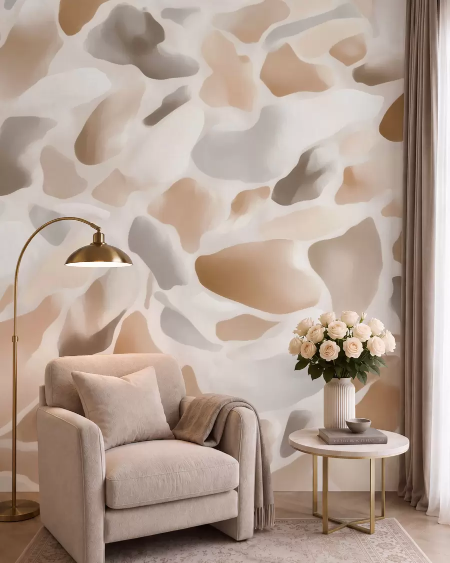 Papier peint Texture abstraite de terrazzo naturel dans des tons clairs w09933