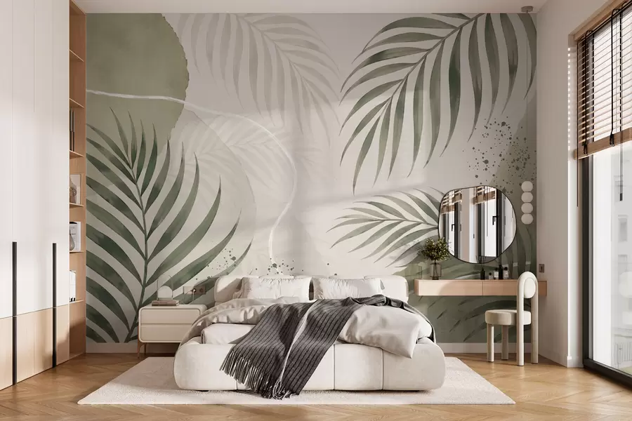 Papier peint Feuilles stylisées sur un fond neutre et doux w05728