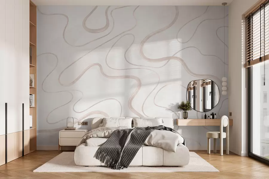 Papier peint Lignes fluides et abstraites sur un fond clair w05726