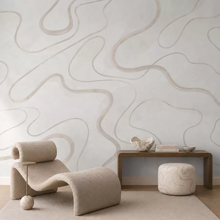 Papier peint Lignes fluides et abstraites sur un fond clair w05726