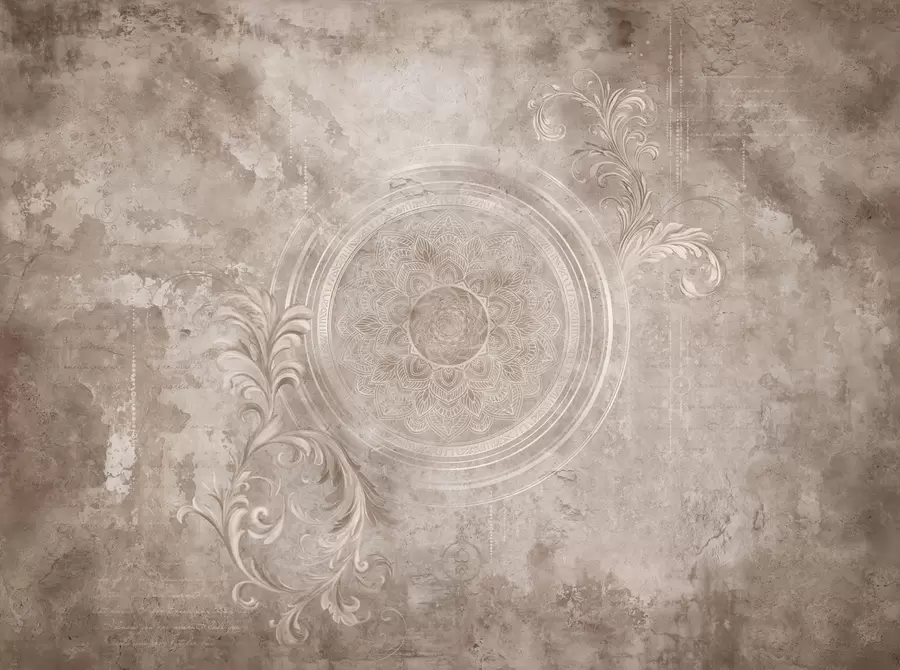 Papier peint Motif circulaire ornemental sur un fond texturé w05727