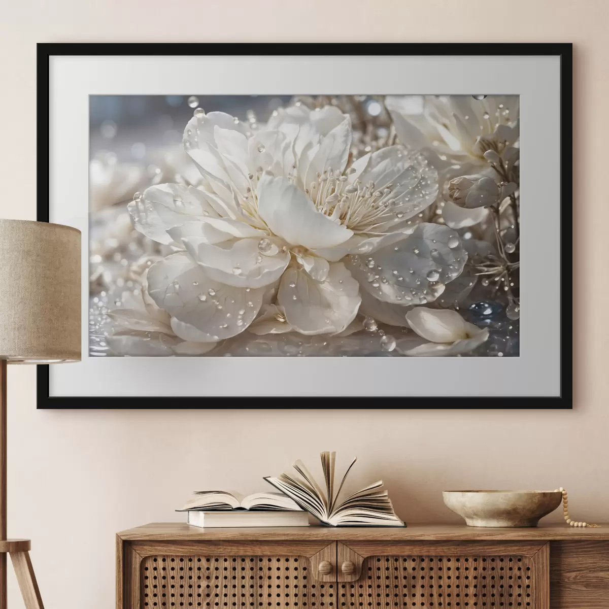 Poster Fleur perlée de rosée f49355
