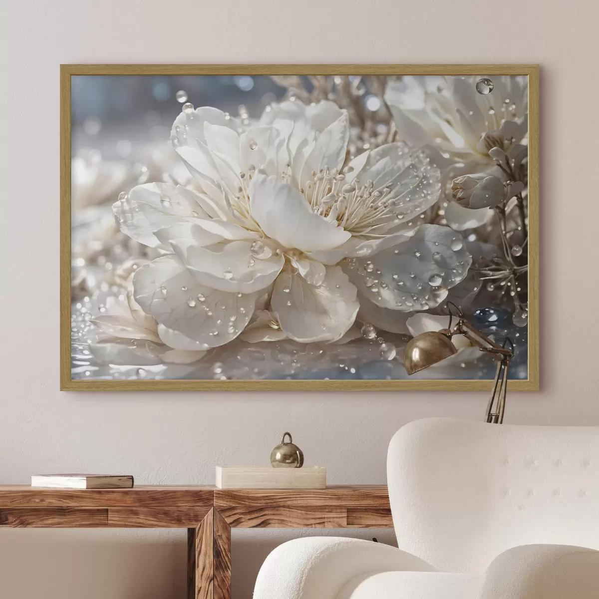Poster Fleur perlée de rosée f49355