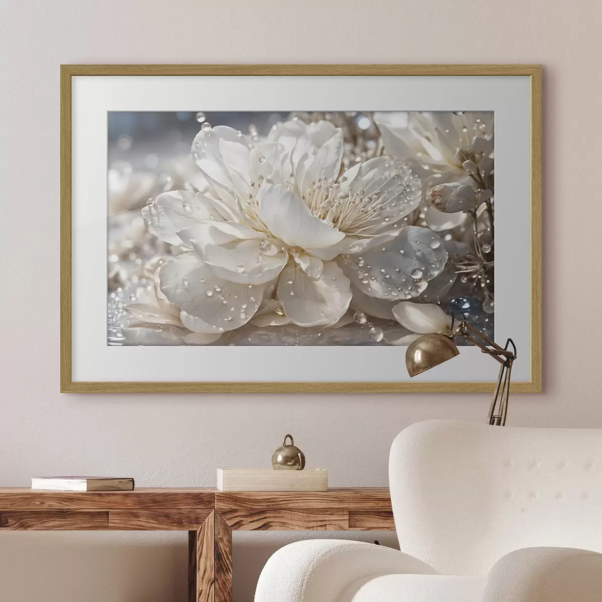 Poster Fleur perlée de rosée f49355