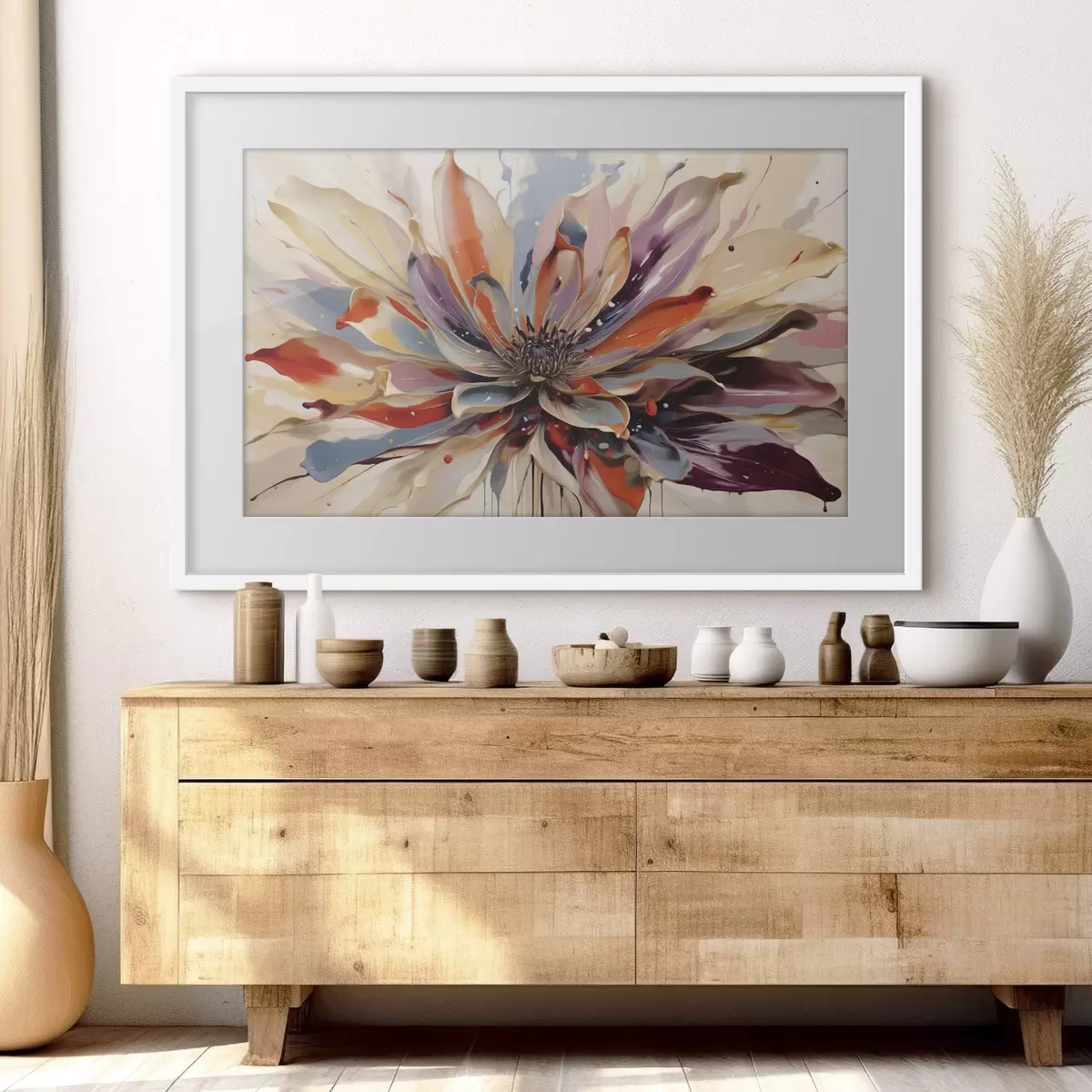 Poster Fleur abstraite aux pétales aux couleurs vives f49358