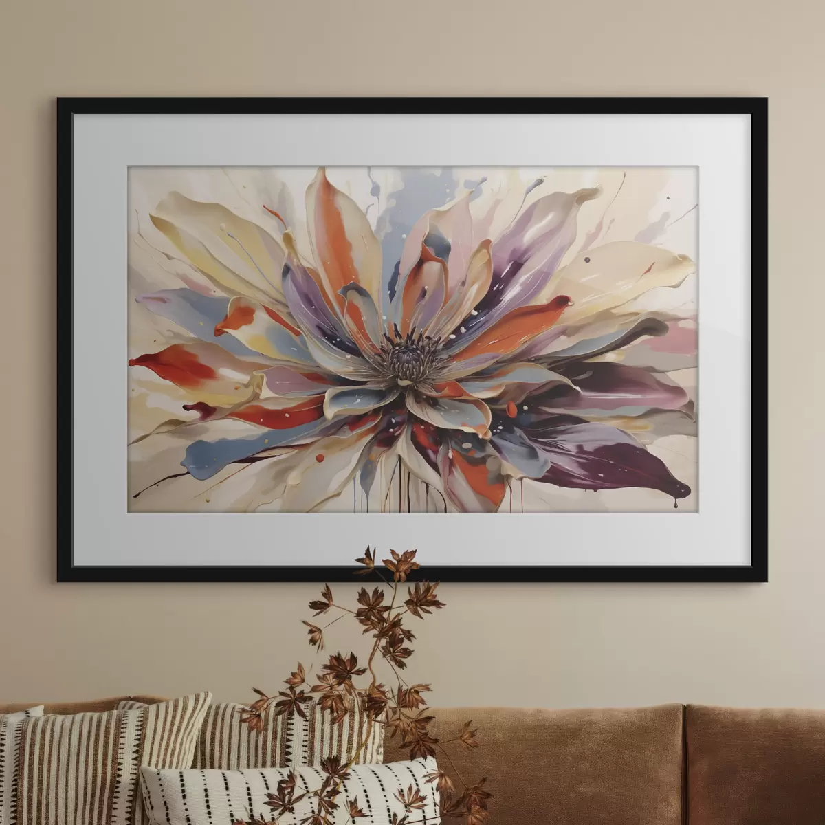 Poster Fleur abstraite aux pétales aux couleurs vives f49358