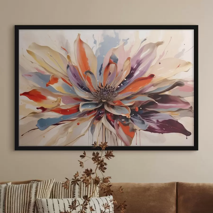 Papier peint Fleur abstraite aux pétales aux couleurs vives f49358