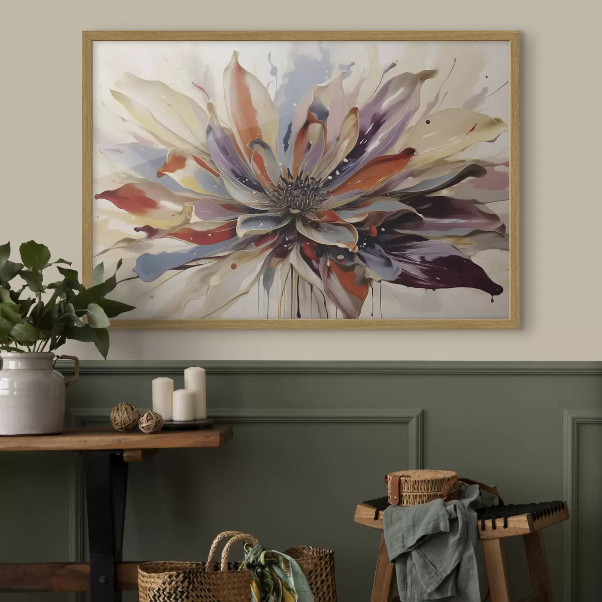 Poster Fleur abstraite aux pétales aux couleurs vives f49358