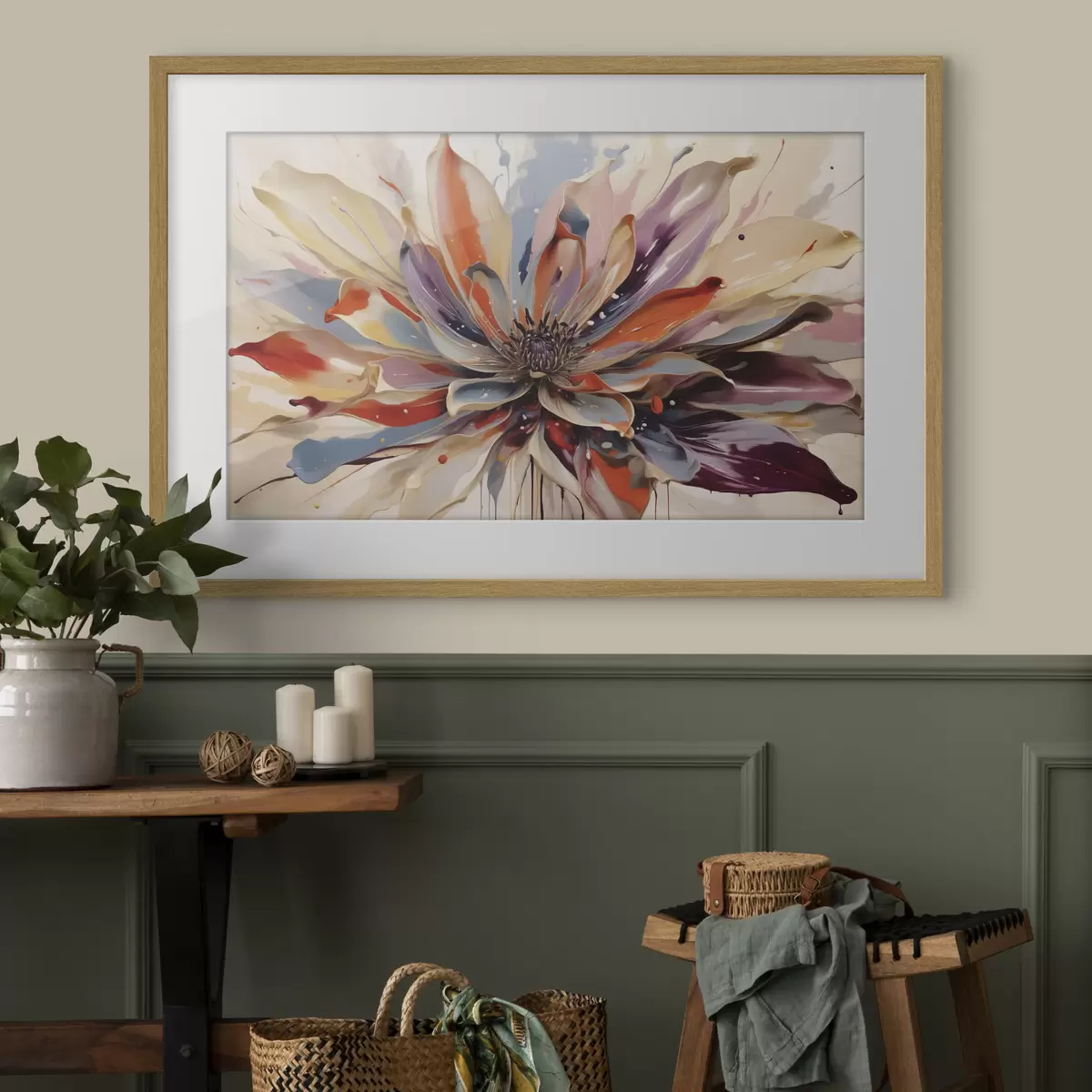 Poster Fleur abstraite aux pétales aux couleurs vives f49358