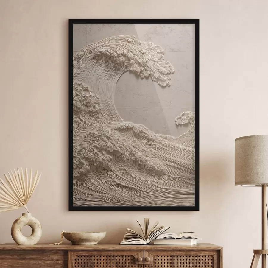 Papier peint Motif ondulé en relief dans des tons neutres clairs f49676