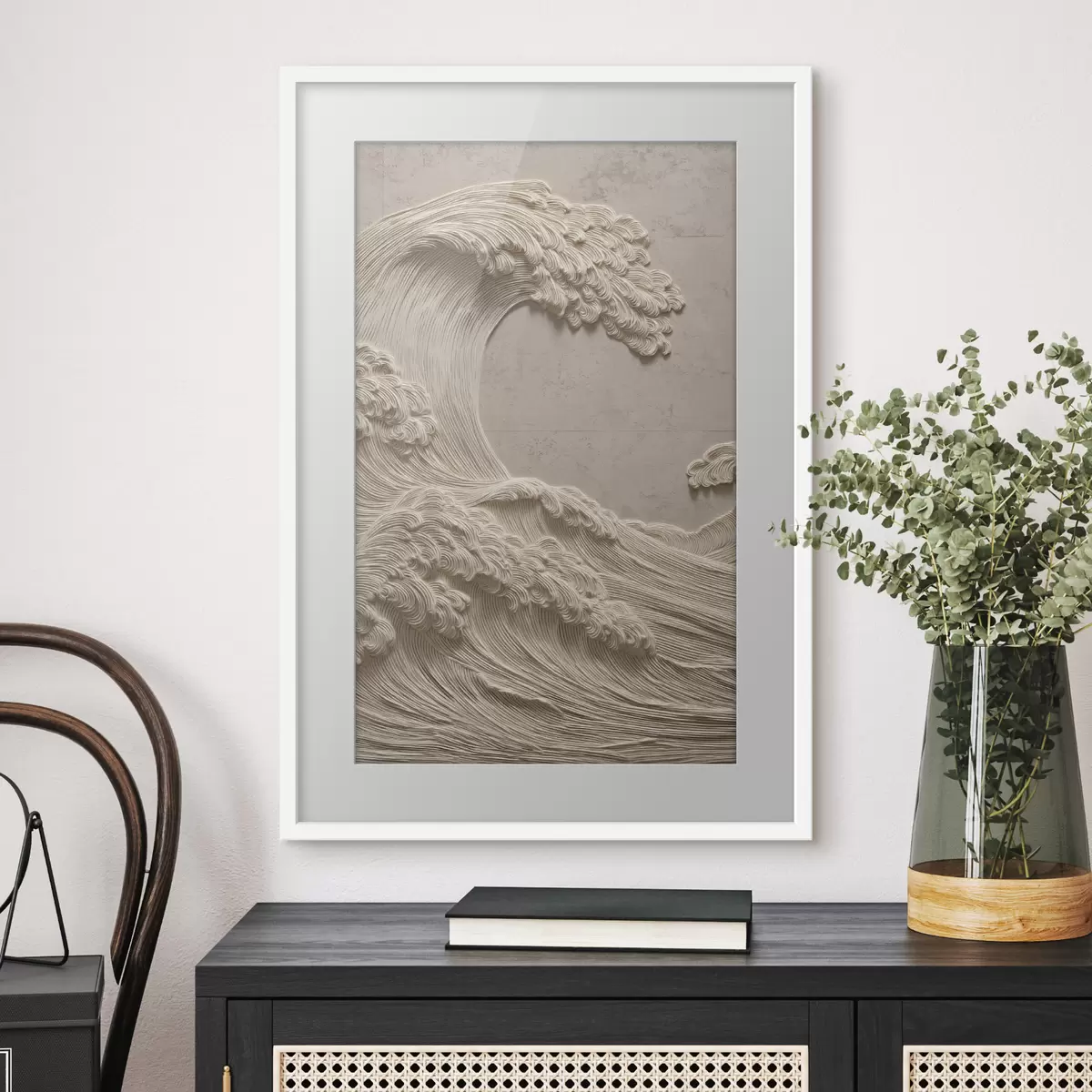 Poster Motif ondulé en relief dans des tons neutres clairs f49676