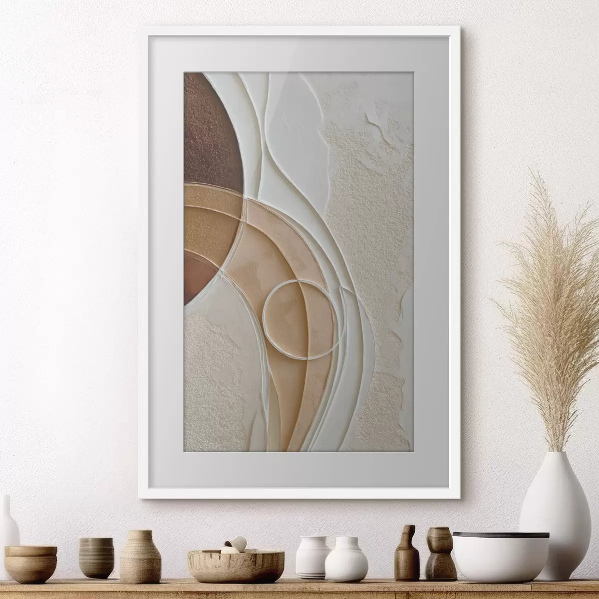 Poster Composition abstraite composée d'arcs et de cercles fluides f49679