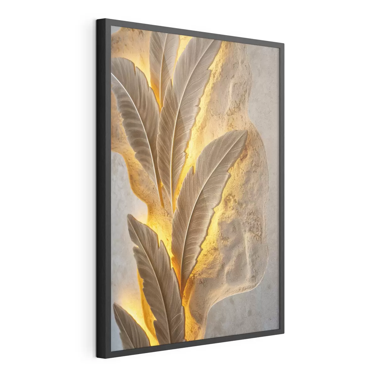 Poster Feuilles en relief sur une surface claire et texturée f49682