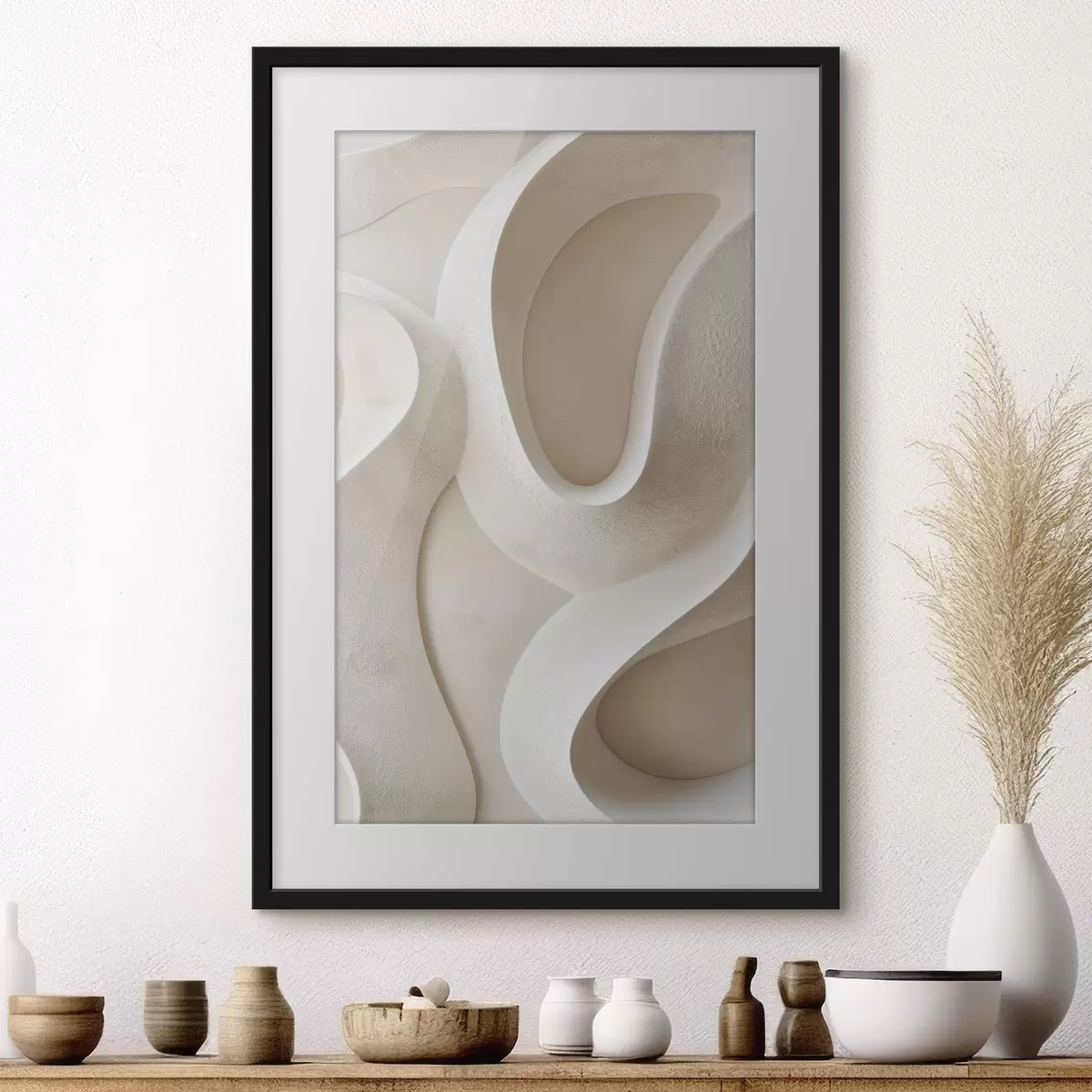 Poster Formes abstraites et fluides dans des tons beige clair f49683