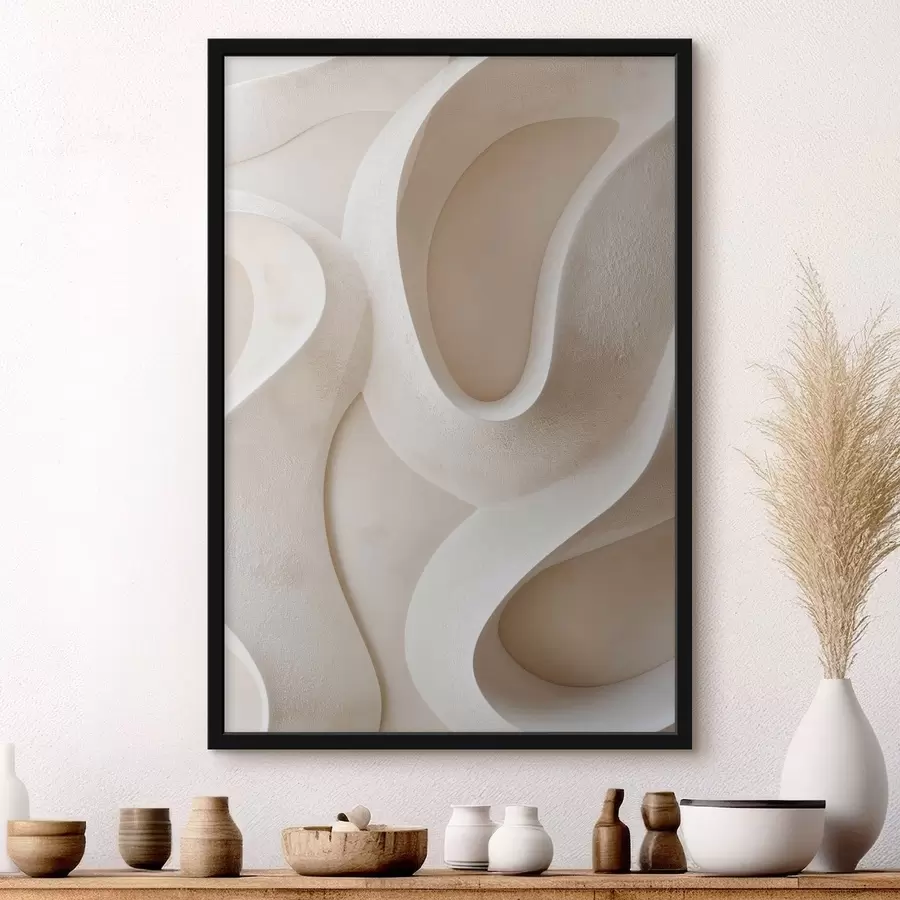 Papier peint Formes abstraites et fluides dans des tons beige clair f49683