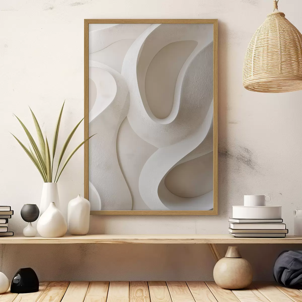 Poster Formes abstraites et fluides dans des tons beige clair f49683
