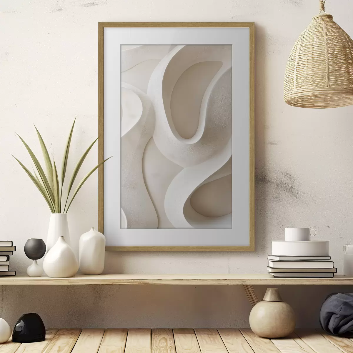 Poster Formes abstraites et fluides dans des tons beige clair f49683