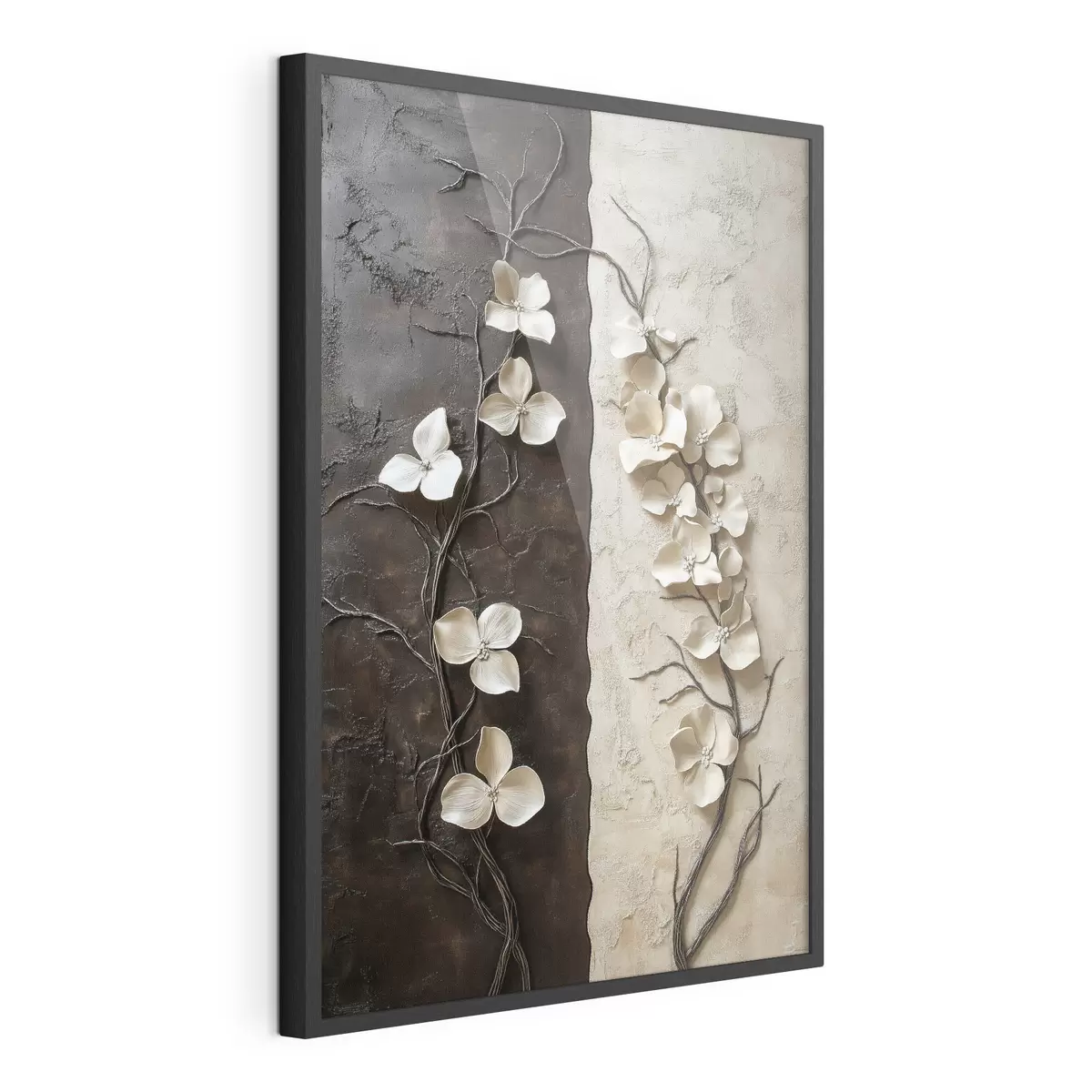 Poster Fleurs en relief sur un fond texturé contrastant f49688
