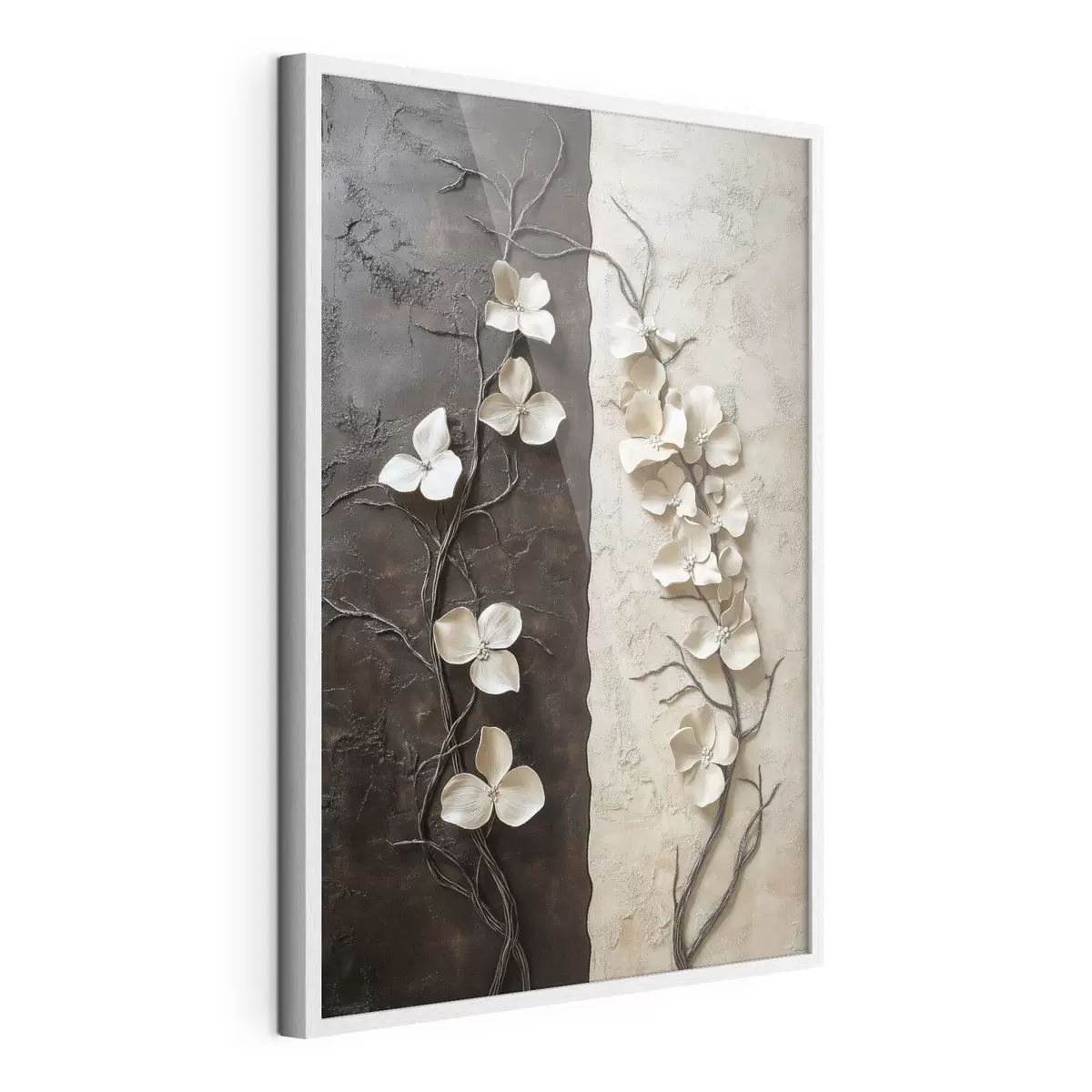 Poster Fleurs en relief sur un fond texturé contrastant f49688