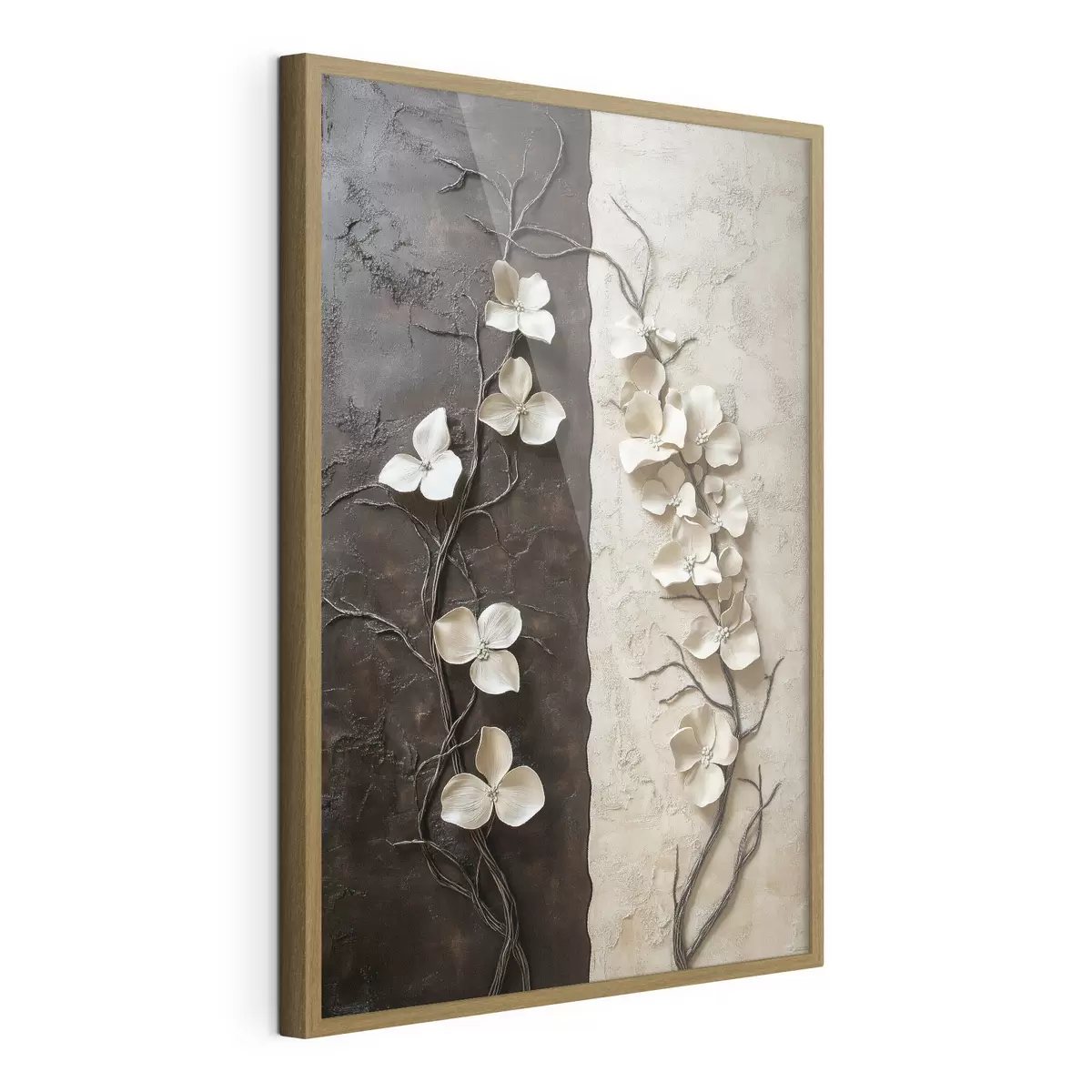 Poster Fleurs en relief sur un fond texturé contrastant f49688