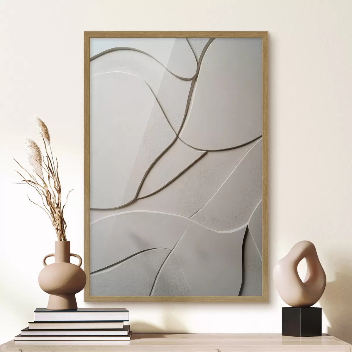 Poster Relief abstrait aux lignes légères et fluides f49689