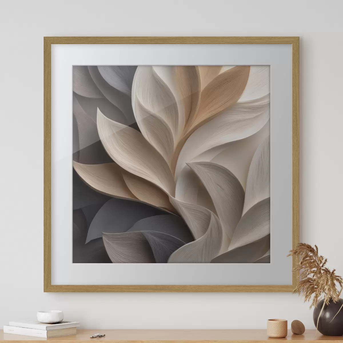 Poster Feuillage abstrait dans des tons neutres et chauds f49690