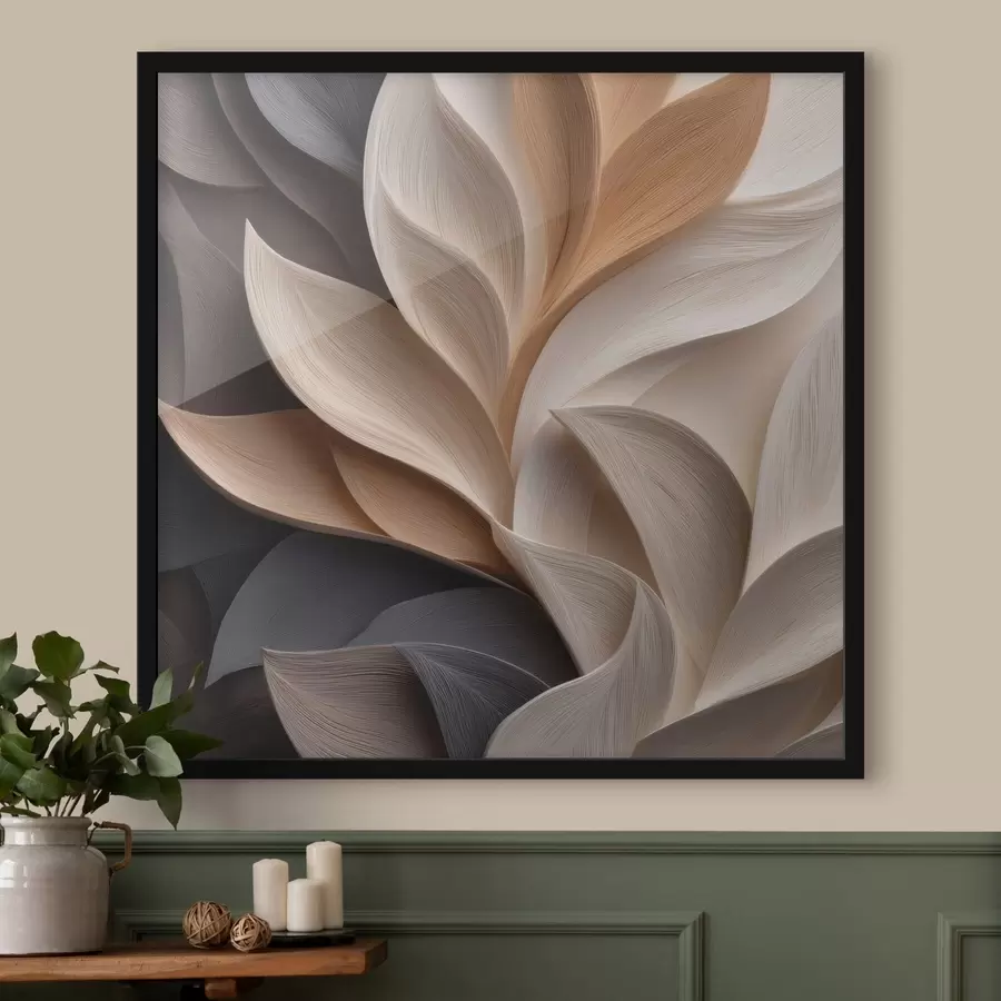 Papier peint Feuillage abstrait dans des tons neutres et chauds f49690