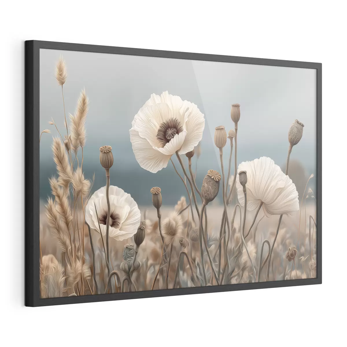 Poster Coquelicots des champs avec leurs capsules de graines f49691