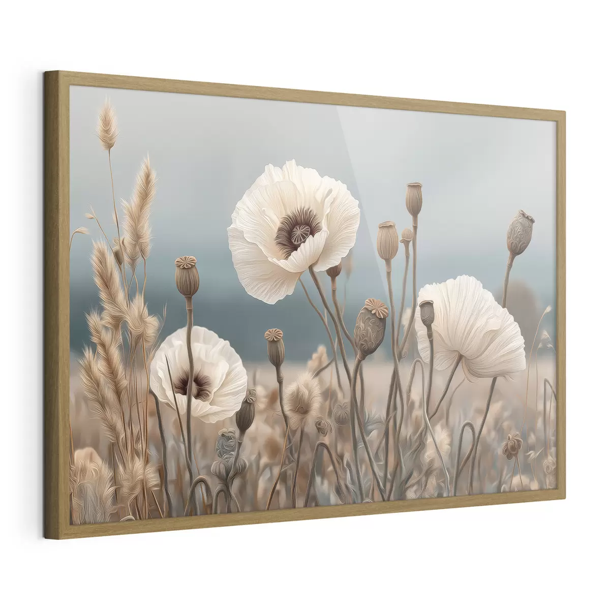 Poster Coquelicots des champs avec leurs capsules de graines f49691