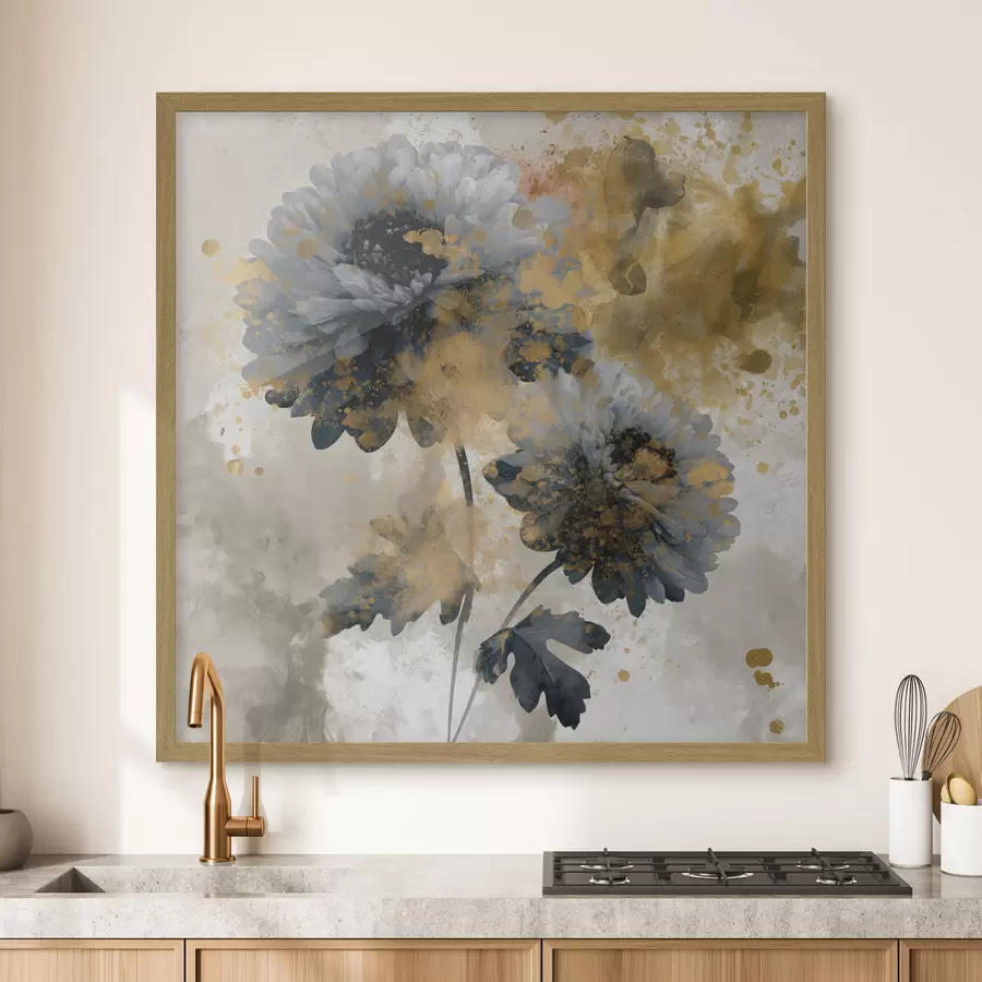 Papier peint Fleurs stylisées agrémentées de touches décoratives f49693