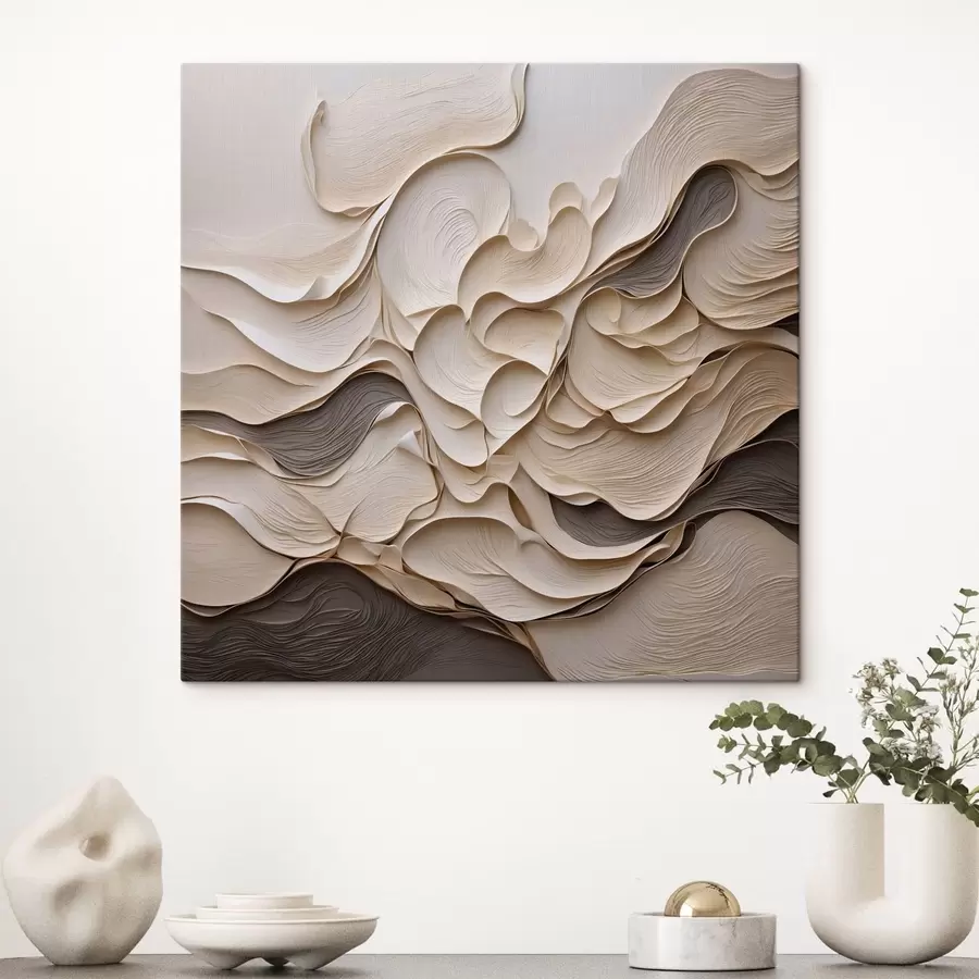 Tableau Vagues abstraites en couches aux formes texturées s49360