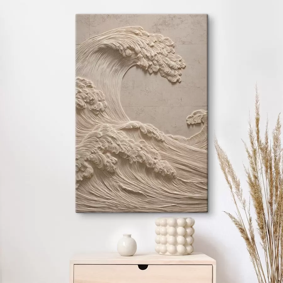 Tableau Motif ondulé en relief dans des tons neutres clairs s49676