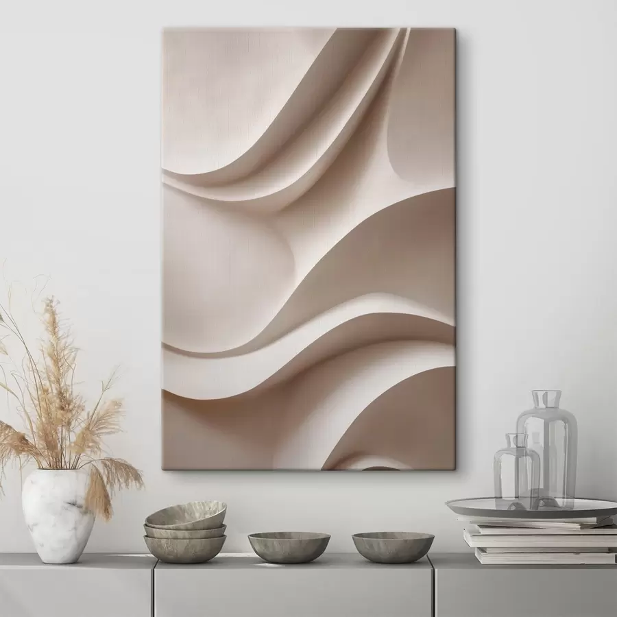 Tableau Des plis abstraits aux tons beige clair s49677