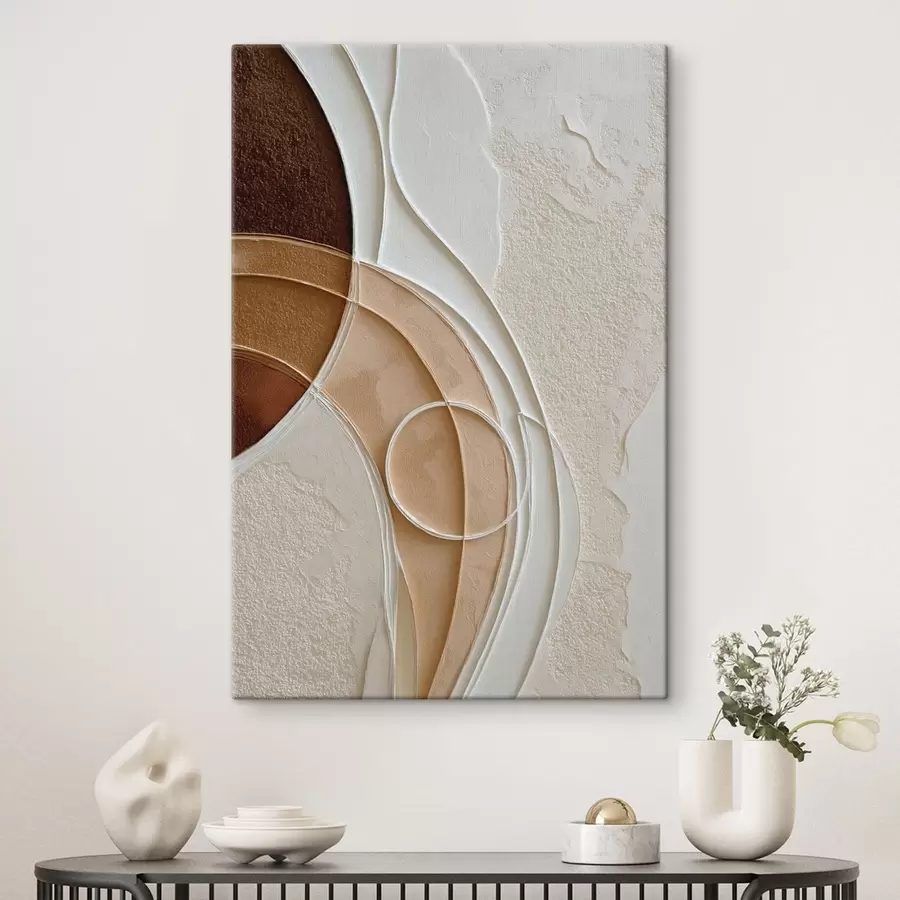 Tableau Composition abstraite composée d'arcs et de cercles fluides s49679