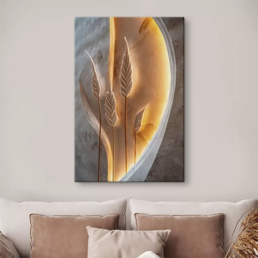 Tableau Feuilles décoratives avec un rétroéclairage chaleureux s49681