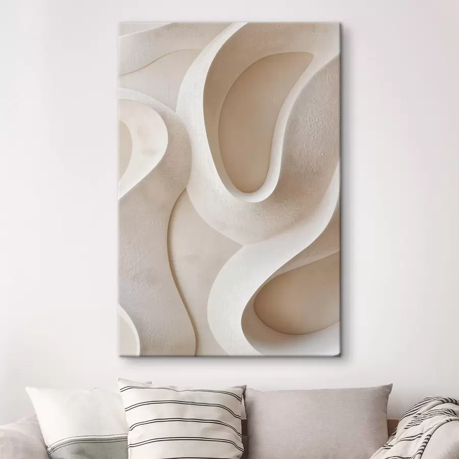 Tableau Formes abstraites et fluides dans des tons beige clair s49683